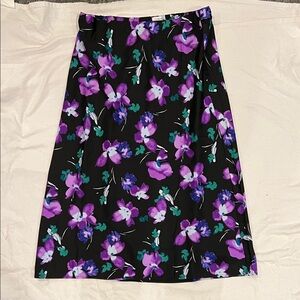J. Crew Factory Purple and Black Floral A-Line Skirt